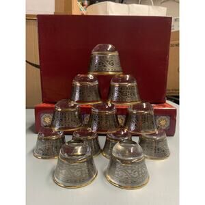 Ornate Arabic Coffee Cups Set 12 Gold Trimmed Glass Finjal Gift Box